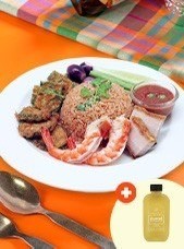 <span>
  <span>Shrimp
  paste fried rice with shrimp and belly pork + Herbal juice</span></span>