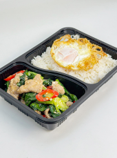 <span>
  <span>Stir-fried pork with young kale + Fried egg (10 boxes)</span></span>