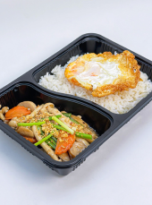 <span>
  <span>(Vegetarian) Stir-fried assorted mushroom with oyster sauce +
  Fried egg (10 boxes)</span></span>