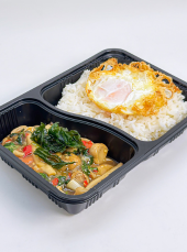 <span>
  <span>(Vegetarian) Stir-fried mushroom with hot basil leaves + Fried
  egg (10 boxes)</span></span>